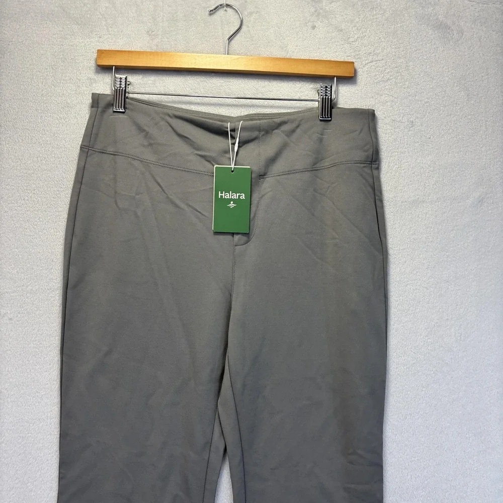 NWT Halara‎ Flare Leggings Stretch Pants Womens L Gray Pull On Stretch Pockets